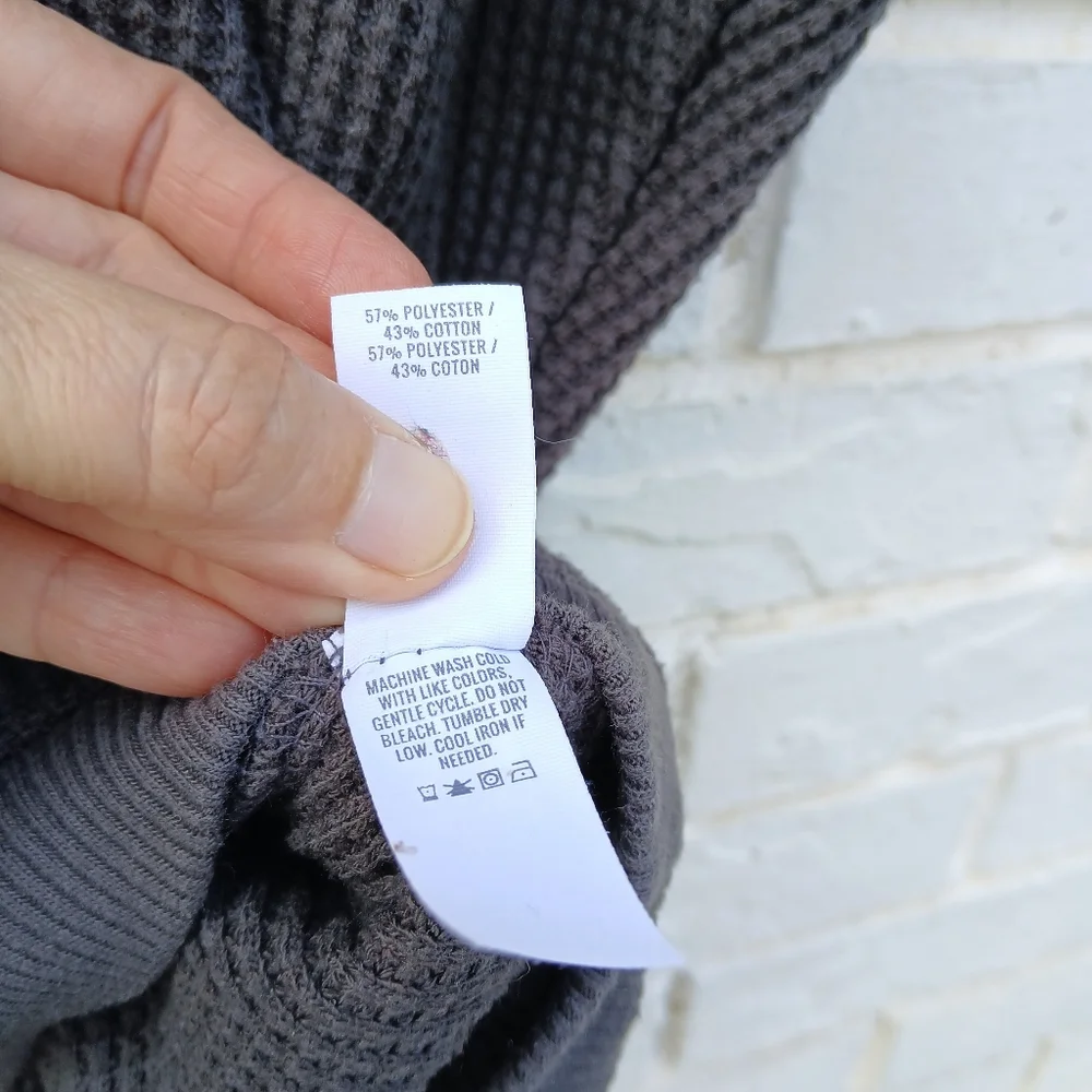 Aerie Charcoal Gray Waffle Pullover Crewneck - Picture 3 of 4